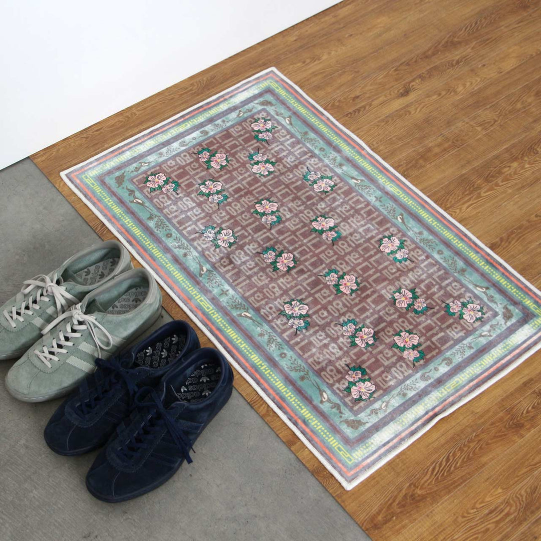 ウォッシャブルラグ 玄関マット Hibiscus Syriacus