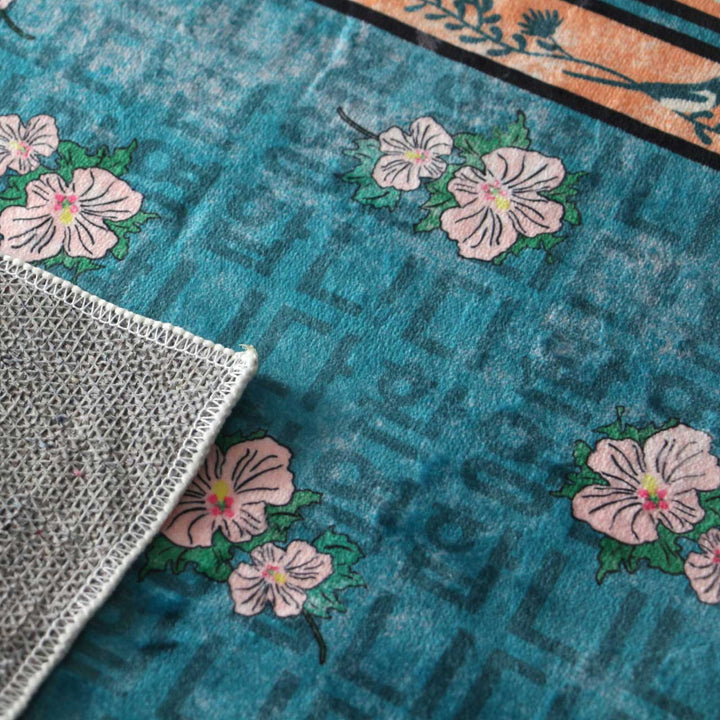 ウォッシャブルラグ 玄関マット Hibiscus Syriacus