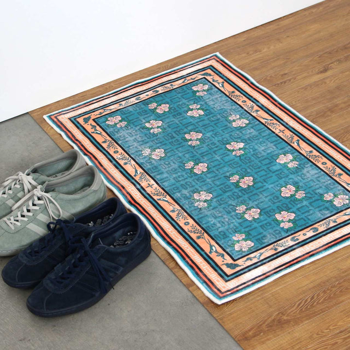 ウォッシャブルラグ 玄関マット Hibiscus Syriacus